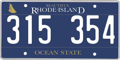 RI license plate 315354