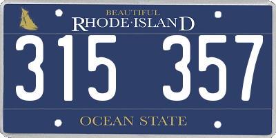 RI license plate 315357