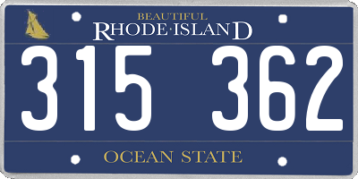RI license plate 315362