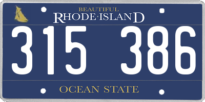 RI license plate 315386