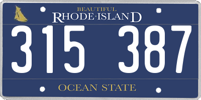 RI license plate 315387