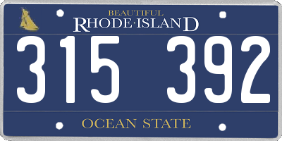 RI license plate 315392
