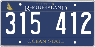 RI license plate 315412