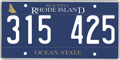 RI license plate 315425
