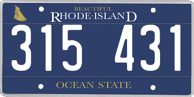 RI license plate 315431