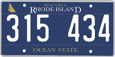 RI license plate 315434