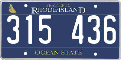 RI license plate 315436