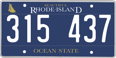 RI license plate 315437