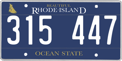 RI license plate 315447
