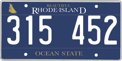 RI license plate 315452