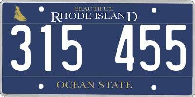 RI license plate 315455