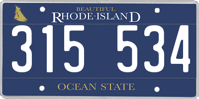 RI license plate 315534