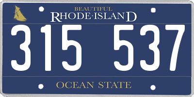 RI license plate 315537