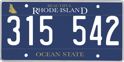 RI license plate 315542