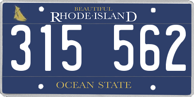RI license plate 315562