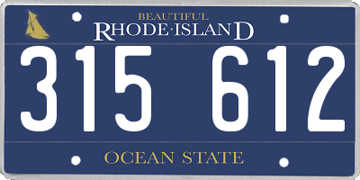 RI license plate 315612
