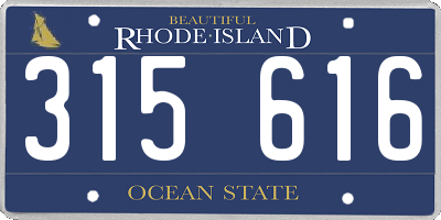 RI license plate 315616