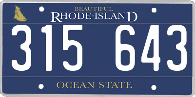 RI license plate 315643