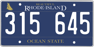 RI license plate 315645