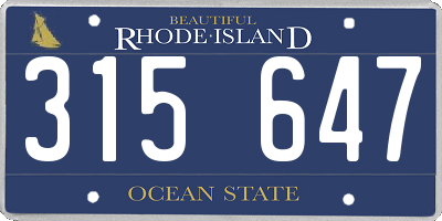 RI license plate 315647