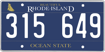 RI license plate 315649