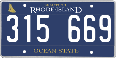 RI license plate 315669