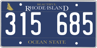 RI license plate 315685
