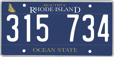 RI license plate 315734