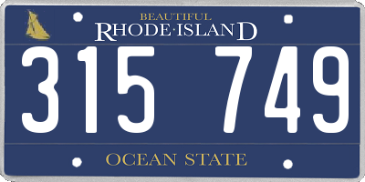 RI license plate 315749