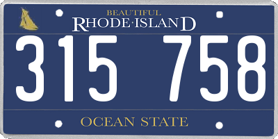 RI license plate 315758