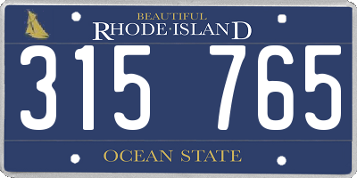 RI license plate 315765