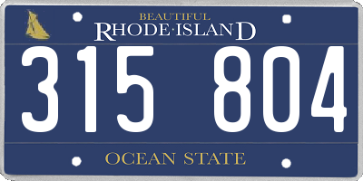 RI license plate 315804