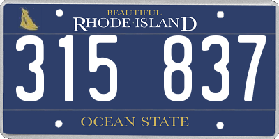RI license plate 315837