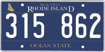RI license plate 315862