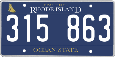 RI license plate 315863