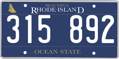 RI license plate 315892