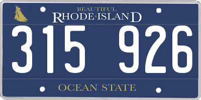RI license plate 315926