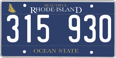RI license plate 315930