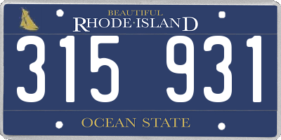 RI license plate 315931