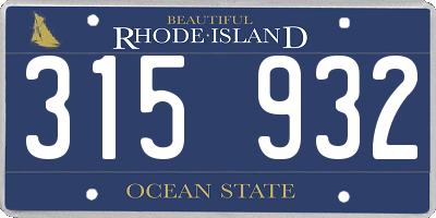 RI license plate 315932