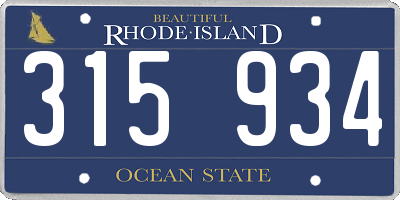 RI license plate 315934