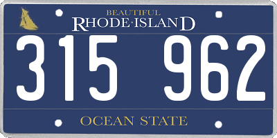RI license plate 315962