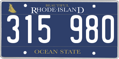 RI license plate 315980