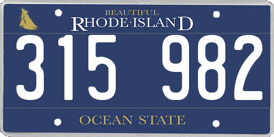 RI license plate 315982