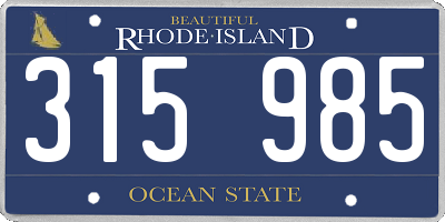 RI license plate 315985