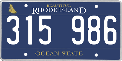 RI license plate 315986