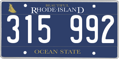 RI license plate 315992