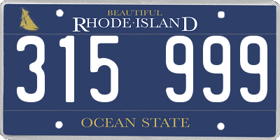 RI license plate 315999