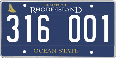 RI license plate 316001