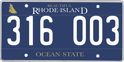 RI license plate 316003